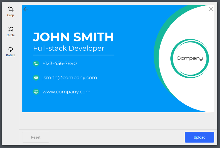 Uploading a business card into Froala WYSIWYG editor and obtaining the text using Filestack's OCR features