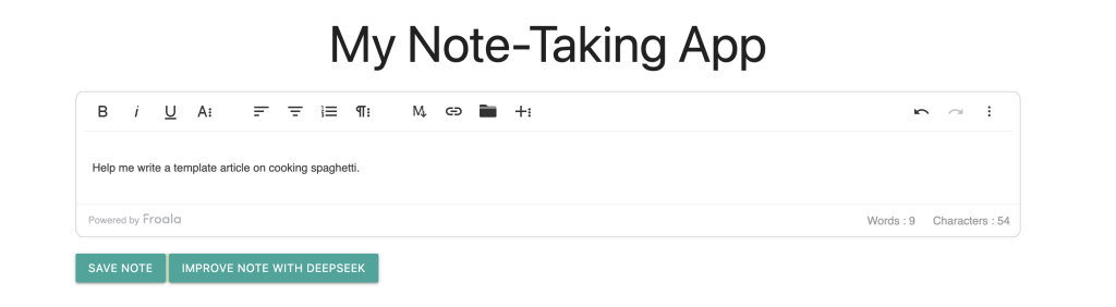deepseek api - ai powered note taking app screenshot