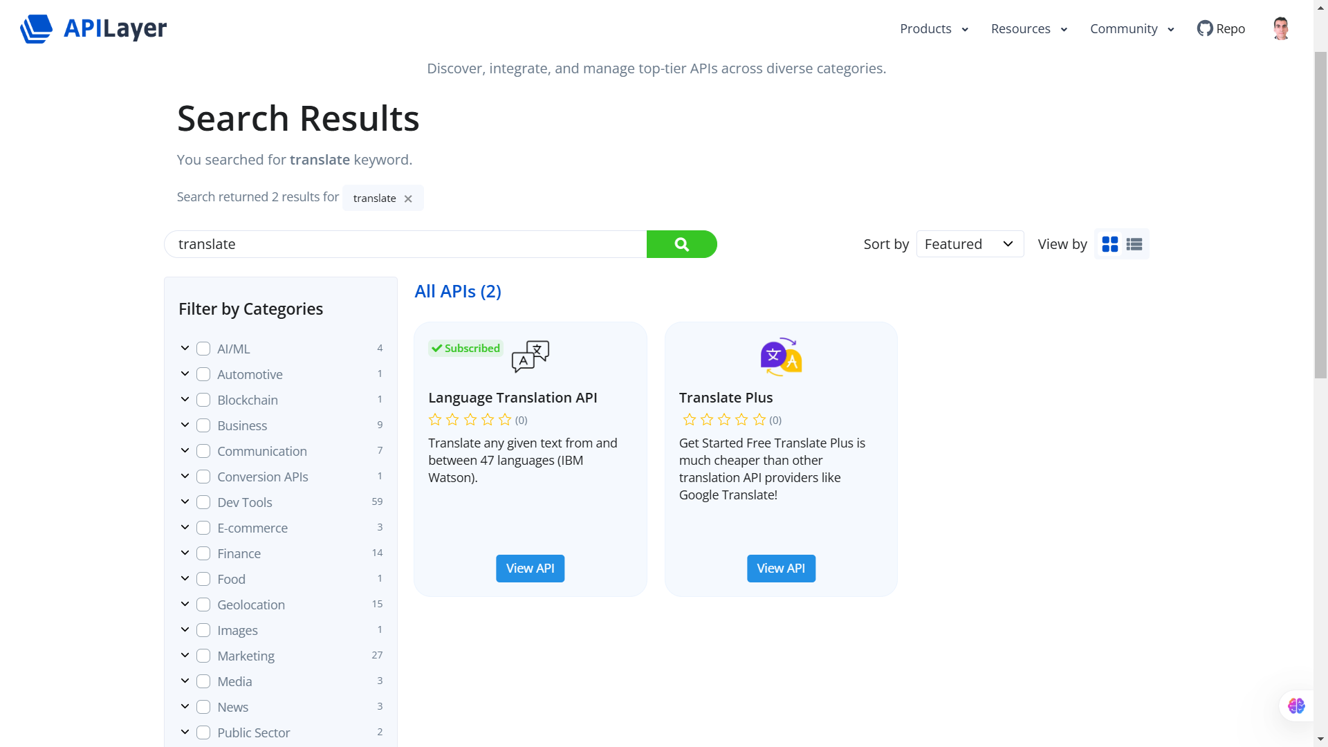 APILayer Marketplace 