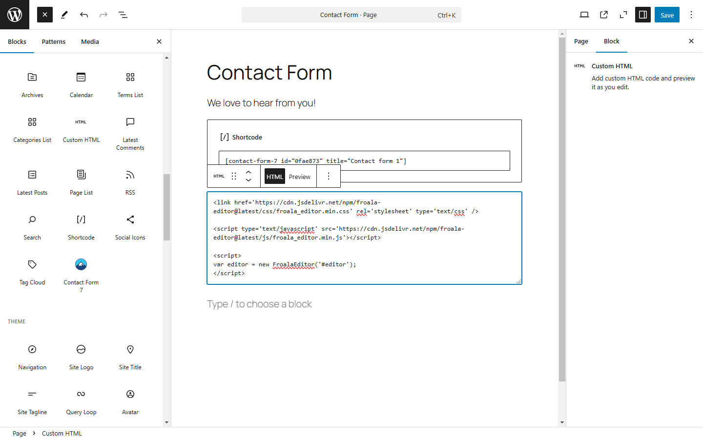rich text editor for contact form 7