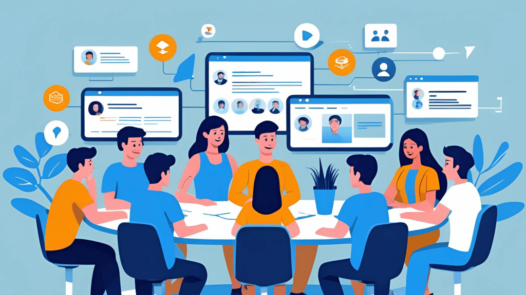 A group of developers sitting down and discussing things, forming a community around the rich text editor.