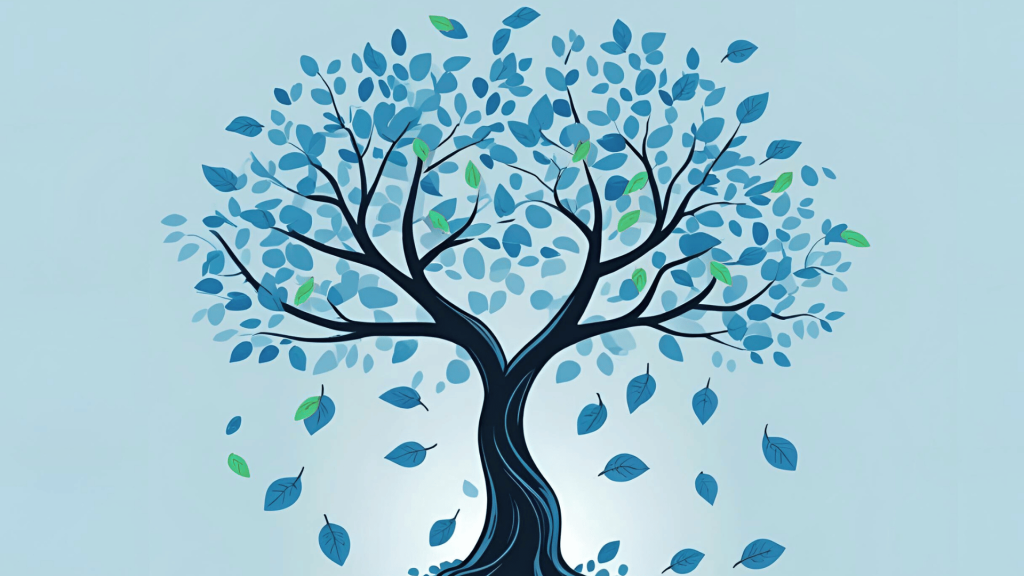 A visual representation of tree shaking, a practice that involves deleting unutilized code. In the image, a tree is shown to have some of its leave falling, representing the deleted lines of unused code.