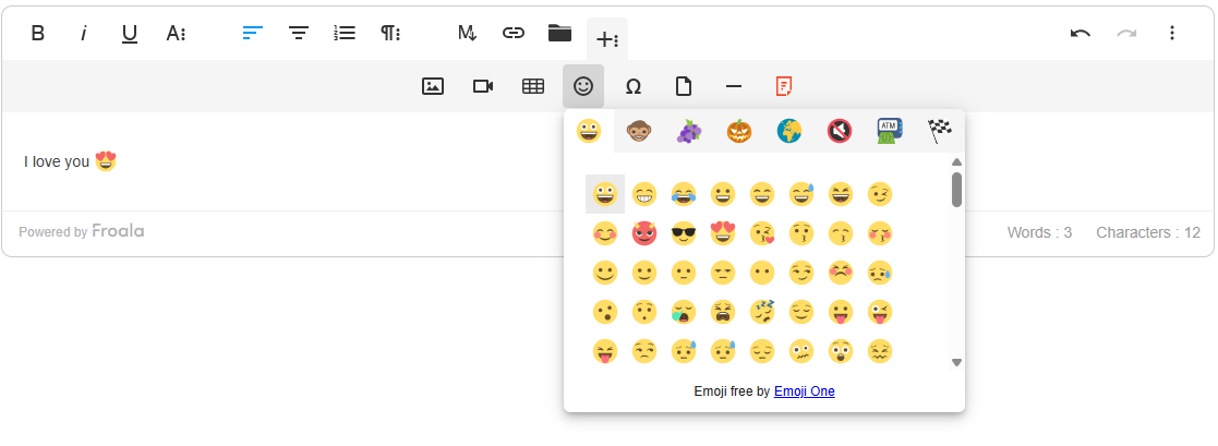 Froala emoji plugin