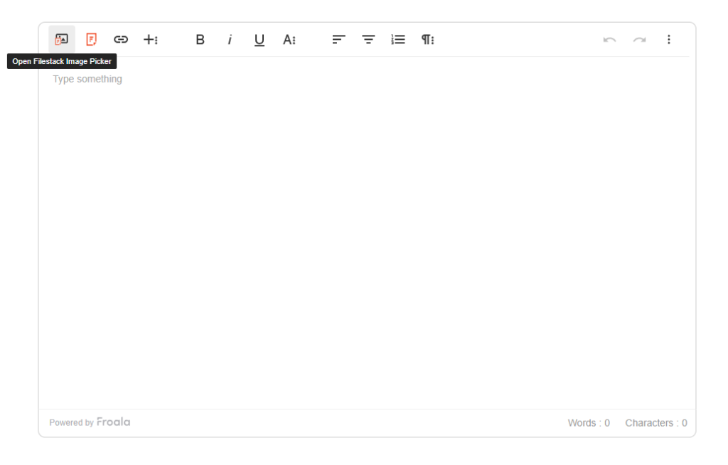An HTML code writer that contains a built-in file management solution with a file picker.