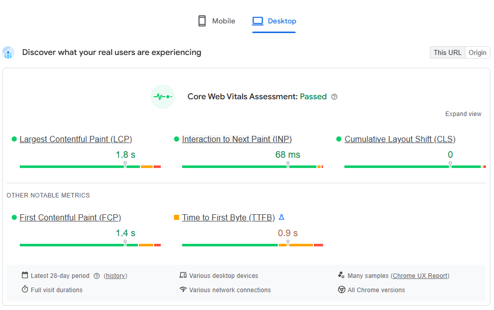 This image shows an example of Google Lighthouse's Core Web Vitals audit. Here, you'll determine your LCP, FCP, and other useful metrics that will help you optimize rich text editor load time.