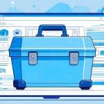 A toolbox in front of an application with a rich text editor. This represents how editors with robust features sometimes slow down websites, thus prompting the need to optimize rich text editor load time.