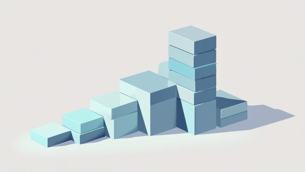 A stack of rectangles which get progressively larger, signifying responsiveness in website layout design.