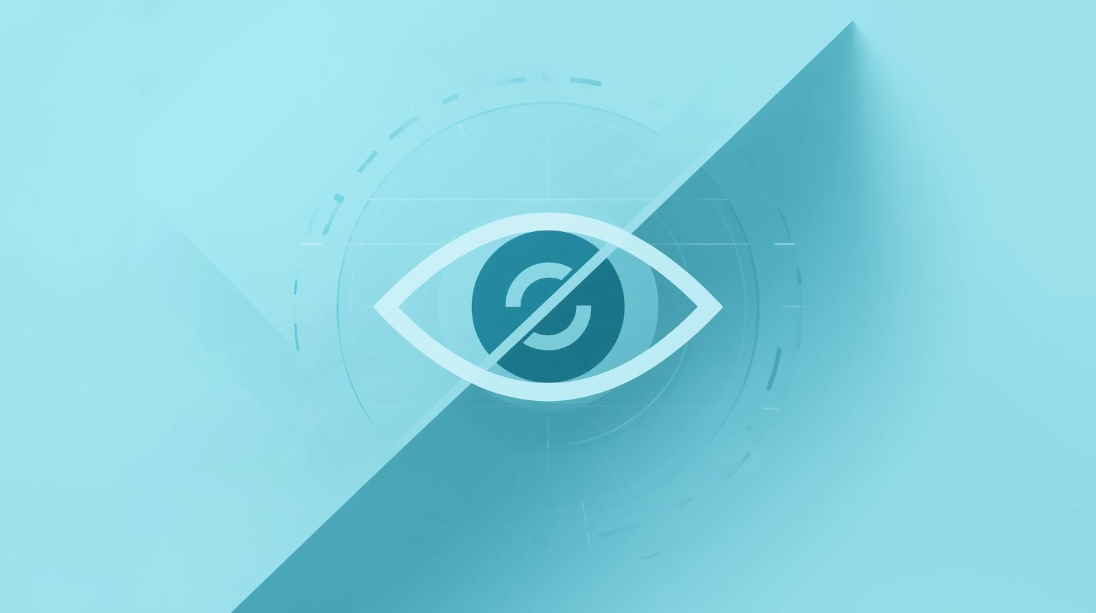 The symbol for content safety (an eye with a diagonal slash across), which is an important part of HTML editor software.