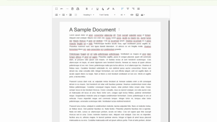 This GIF demo shows a document processor powered by HTML editor software. The user first inserts an image, then highlights a sentence, and lastly, clicks the print button.