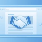 The handshake icon on top of an HTML editor software. This symbolizes how these tools can be allies for content creators.