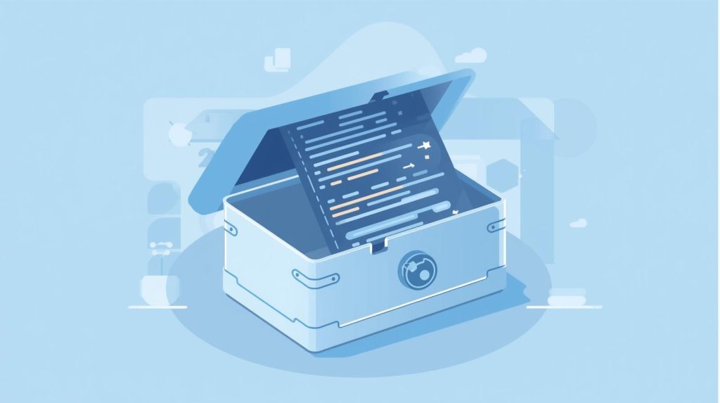 A 2D image showing some HTML code inside a lockbox, representing legacy content that organizations can modernize.