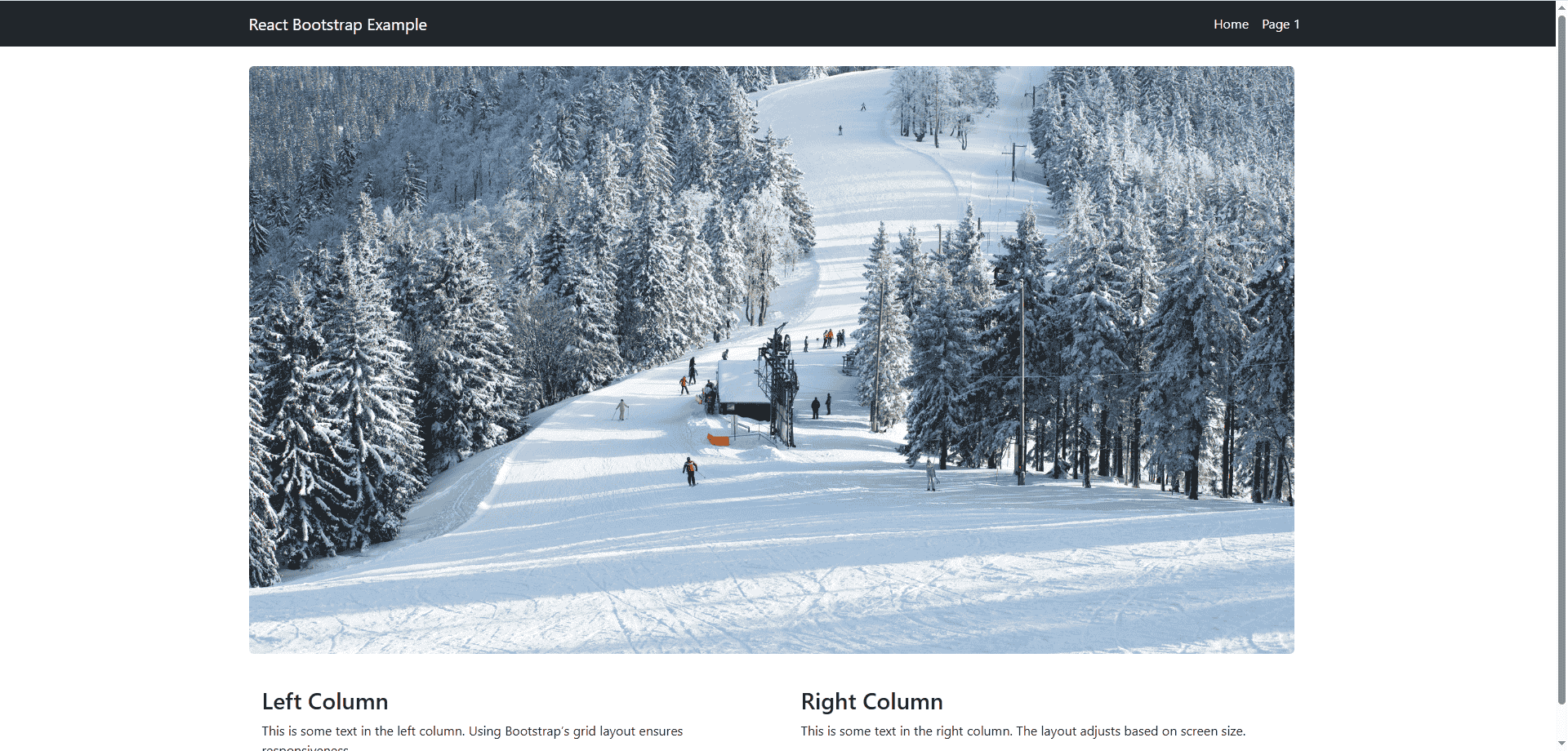 The homepage of the sample application.