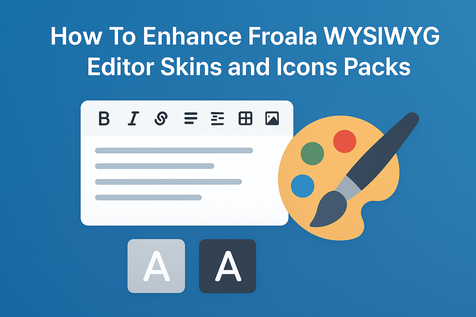 Custom Froala icons and color theme