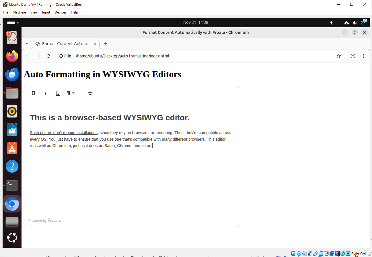 An example of a browser-based editor, which is compatible across different operating systems like in Linux installations.