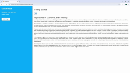 A GIF that demonstrates navigating between the created developer docs pages.