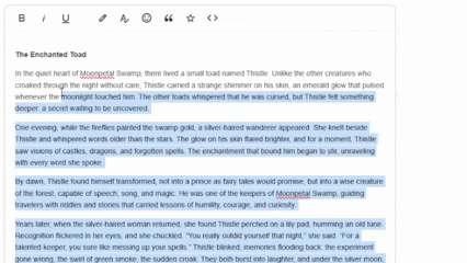 A GIF that shows an in-WYSIWYG editor AI generating a few headline ideas for text.