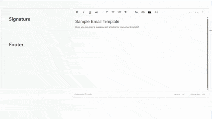 A GIF of a drag-and-drop editor that showcases responsiveness for both the editor and the dropped contents.