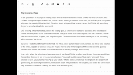 A GIF that shows how AI in editors can summarize long blocks of text.