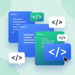 Illustration showing modern WYSIWYG editors and code interfaces used by web developers to create and edit rich content