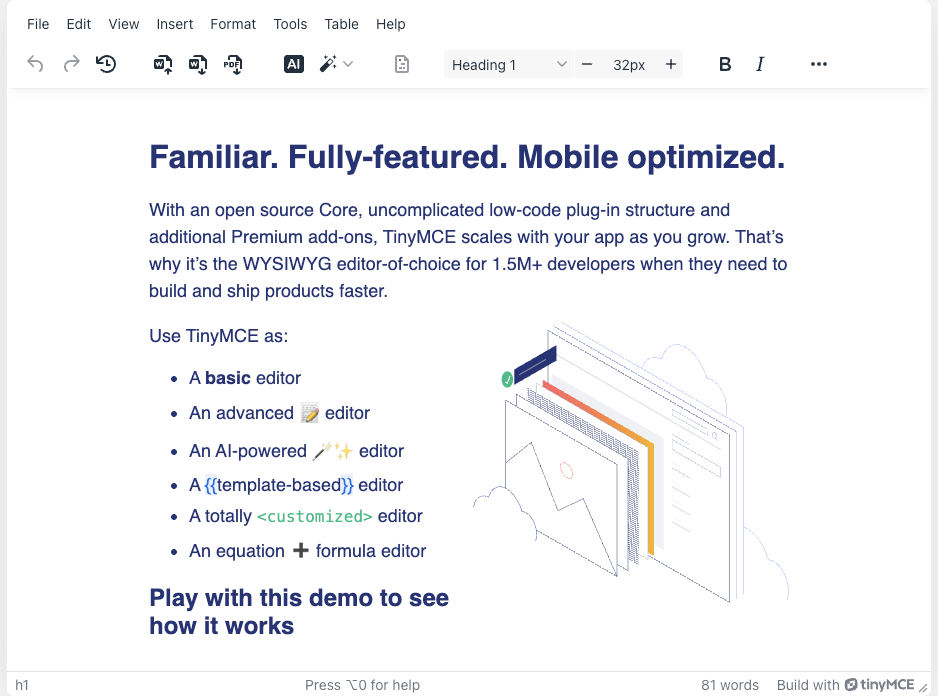 TinyMCE WYSIWYG editor